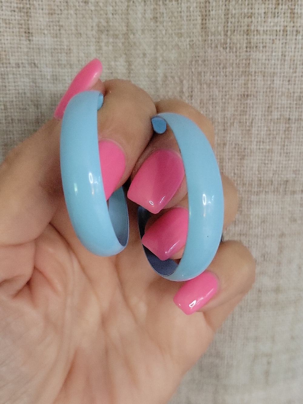 Baby Blue Retro Metal Hoop Earrings